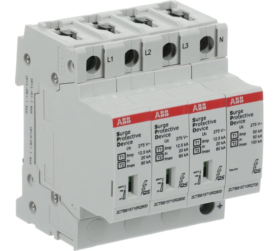 Изображение товара Ограничитель перенапряжения ABB OVR T1-T2 3N 12.5-275s P QS, шт 2CTB815710R1900