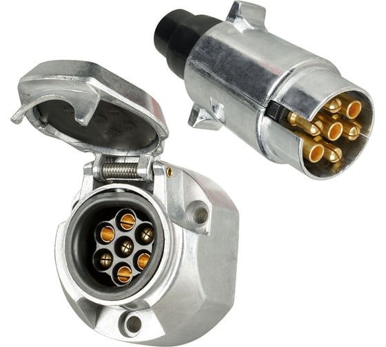 Изображение товара Розетка и вилка фаркопа Airline 12В 7 контактов металл комплект ATE-47