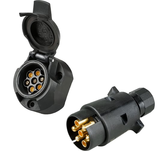 Изображение товара Розетка и вилка фаркопа Airline 12В 7 контактов пластик комплект (вилка с гайкой) ATE-46