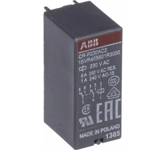 Изображение товара Реле ABB CR-P230AC2 230B AC 2ПК(8А), 10 шт 1SVR405601R3000