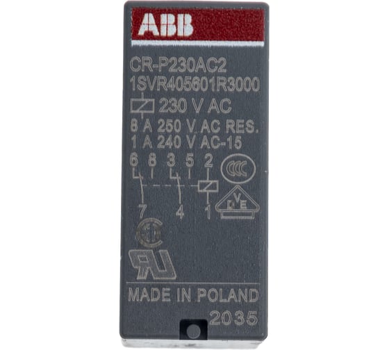 Изображение товара Реле ABB CR-P230AC2 230B AC 2ПК(8А), 10 шт 1SVR405601R3000