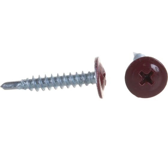 Изображение товара Саморезы с прессшайбой Госкреп со сверл. 4,2х25мм красные RAL3005 20 шт., подвес 1-0017540