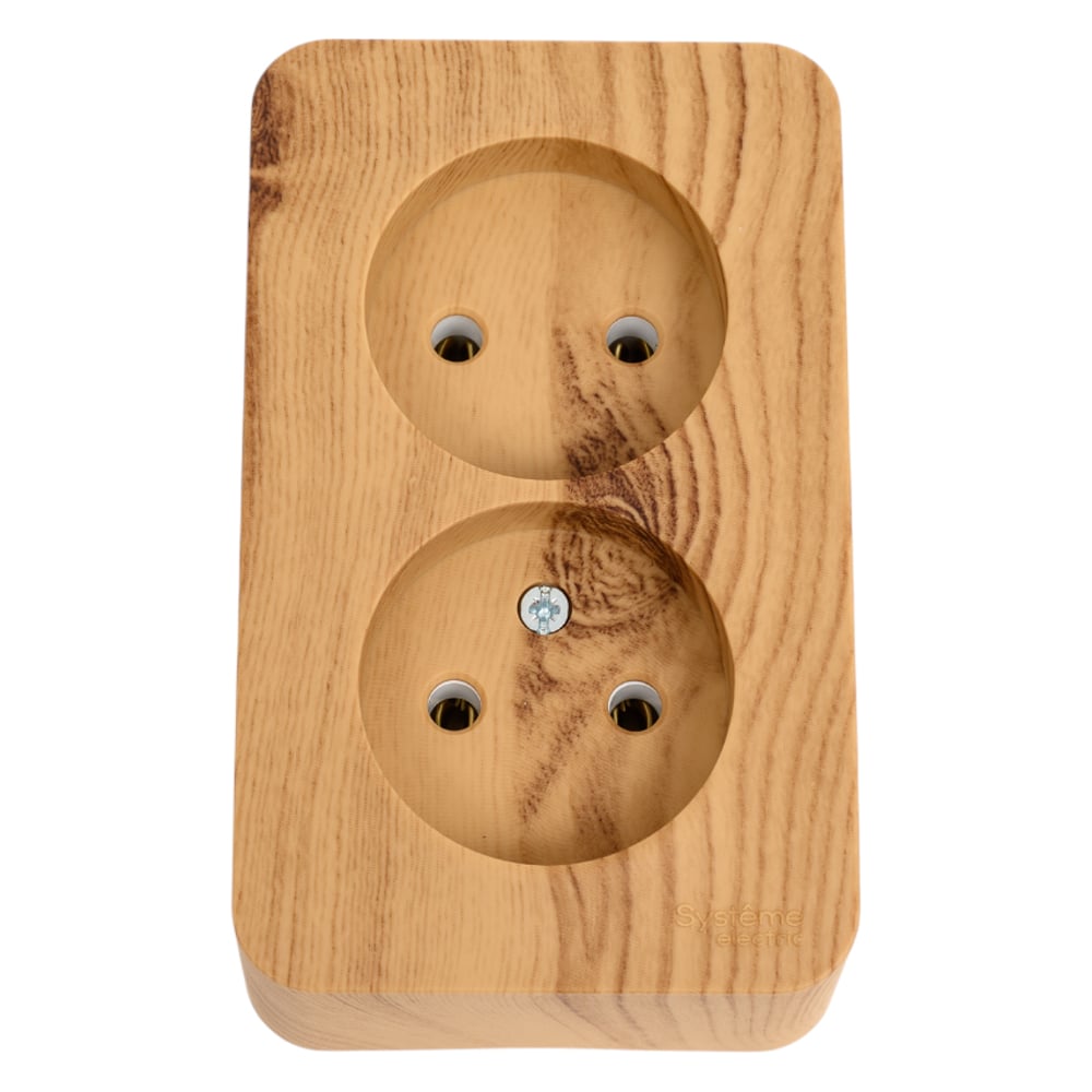 Изображение товара Розетка Systeme Electric BLANCA двойная, цвет ясень, накладная, без заземления