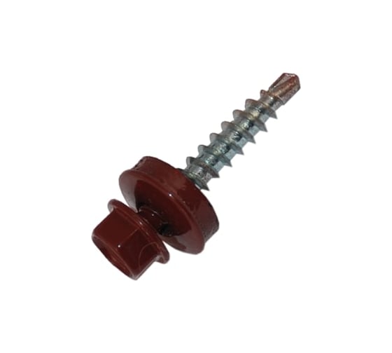 Изображение товара Кровельный саморез Госкреп 4.8х35 мм, RAL 3011, коричнево-красный, 250 шт., большой пластиковый контейнер, 1000 мл 2-0016640