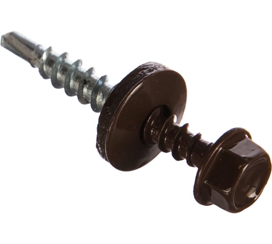 Изображение товара Кровельный саморез Госкреп 5.5х25 мм, RAL 8017, коричневый шоколад, 250 шт., большой пластиковый контейнер, 1000 мл 2-0017220