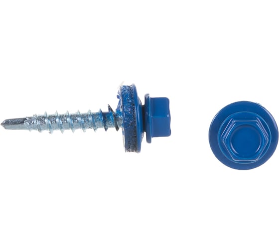 Изображение товара Кровельный саморез Госкреп 4,8х28 мм, RAL 5005, ярко-синие, 300 шт., большой пластиковый контейнер, 1000 мл 2-0016560