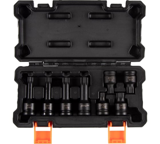 Изображение товара Набор ударных торцевых насадок 1/2"DR, Spline, M12-M18, L = 45-78 мм, кейс, 8 предметов AFFIX AF00746008C