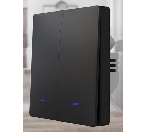 Изображение товара Умный выключатель LOCKTOK с Алисой двуклавишный черный Выключатель_2клавиш_черный