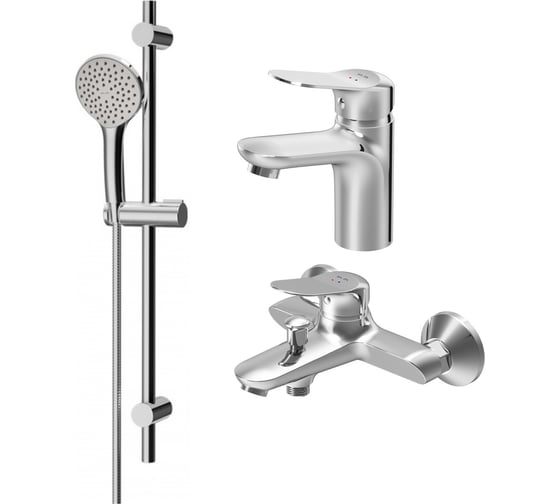 Изображение товара Набор 3в1: смеситель для умывальника, смеситель для ванны и душа, душевой комплект AM.PM Sunny F40985C00