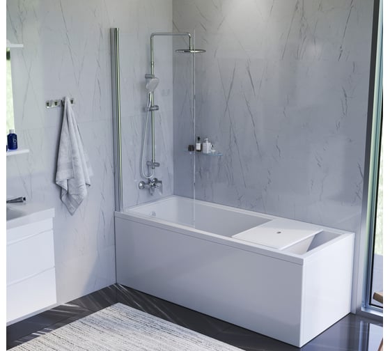 Изображение товара Шторка на борт ванны AM.PM Gem 80х140, поворотная W90BS-D080-140CT