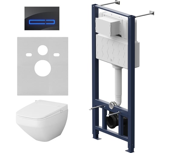 Изображение товара Комплект: инсталляция с унитазом, с сиденьем-биде и клавишей AM.PM Inspire V2.0 IS450A38.CCC50A