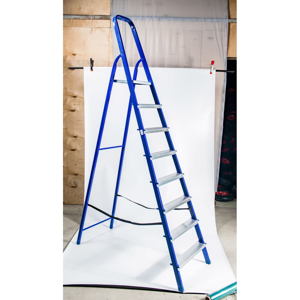 Изображение товара Стремянка GEVA TRADE сталь с алюминиевыми ступенями 8 ступеней