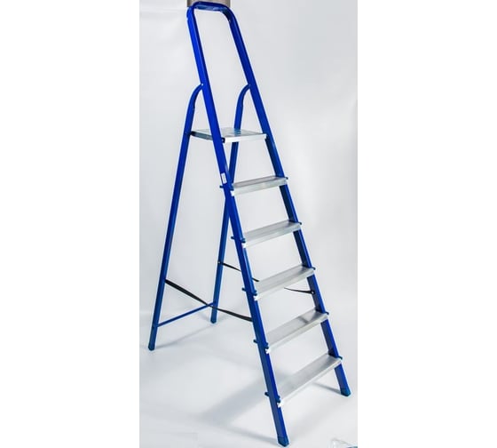 Изображение товара Стремянка GEVA TRADE стальная с алюминиевыми ступенями, 6 ступеней SSGT-06