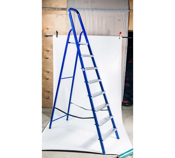 Изображение товара Стремянка GEVA TRADE стальная с алюминиевыми ступенями, 10 ступеней SSGT-10