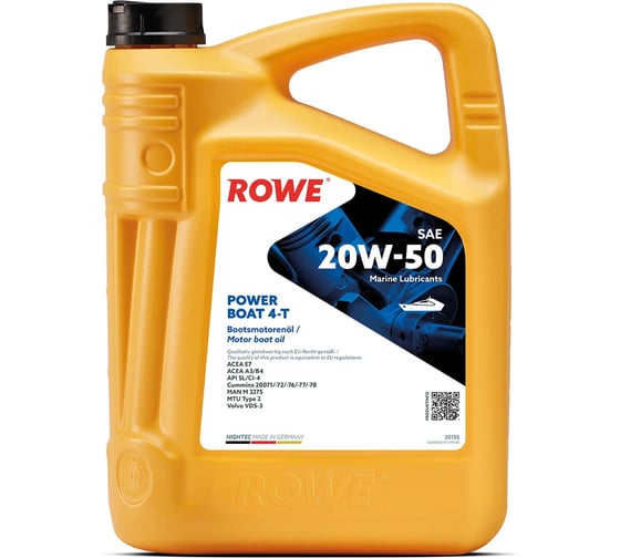 Изображение товара Моторные масла для 4-T двигателей HIGHTEC POWER BOAT 4-T SAE 20W-50 5 л Rowe 20155-0050-99