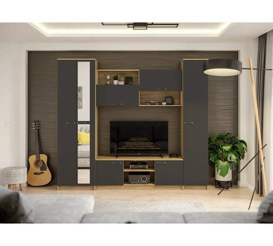 Изображение товара Гостиная Woodville Бертелена дуб крафт серый / антрацит 508418