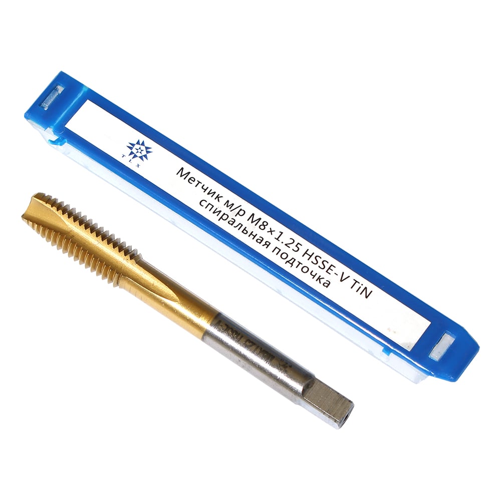 Изображение товара Метчик TLX М 8,0 1,25 мм HSS-E-V3-TiN для внутренней резьбы М8