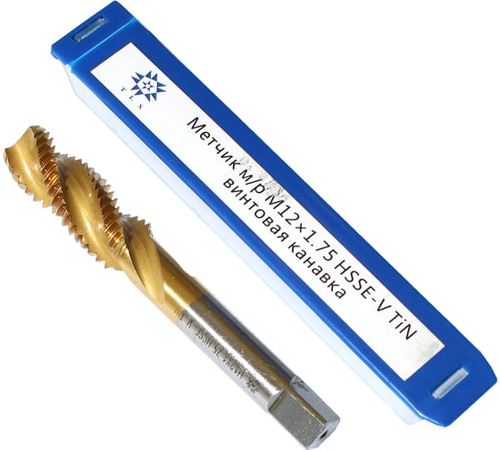 Изображение товара Метчик TLX М12,0 1,75 м/р.HSSЕ-V GV3 винтовая канавка, покрытие TiN ISO 529 74575