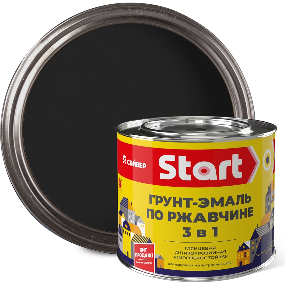 Изображение товара Грунт-эмаль по ржавчине Сайвер ПФ-115 Старт черная 1,8 кг