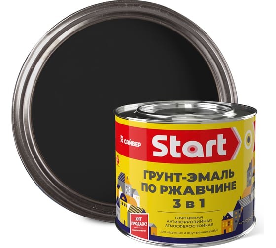 Изображение товара Грунт-эмаль по ржавчине Сайвер ПФ-115 Старт черная 1,8кг 4690681028460