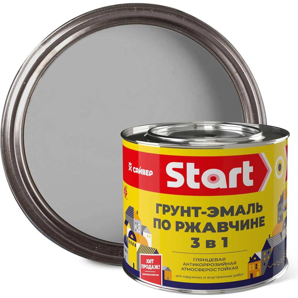 Изображение товара Грунт-эмаль по ржавчине Сайвер ПФ-115 Старт серого 1,8кг защитное покрытие для металла