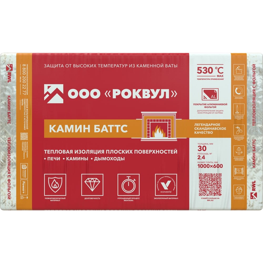 Теплоизоляция RWL КАМИН БАТТС 1000x600x30 ГП-223361