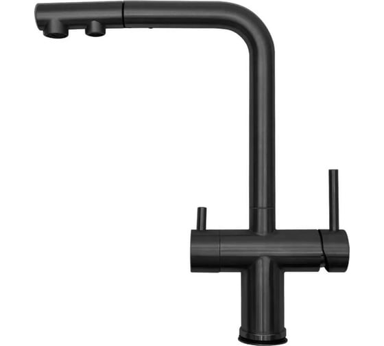 Изображение товара Смеситель для кухни OSGARD BALANS PLUS с возможностью подключения фильтрованной воды и вытяжным изливом, черный матовый 36973 940000001528