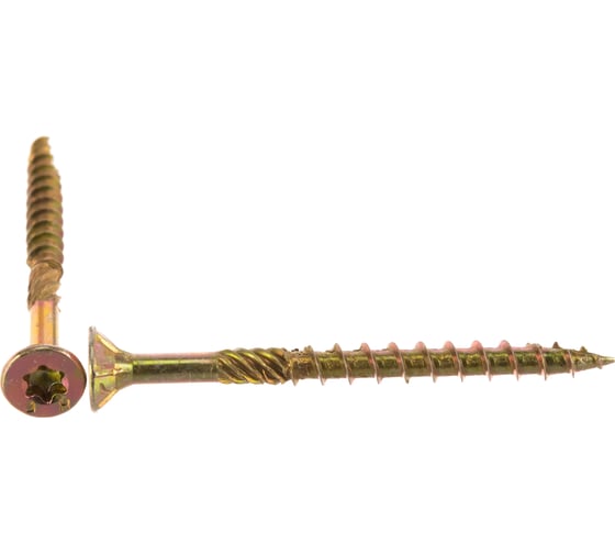 Изображение товара Конструкционный самозенкующий саморез BULLIT TORX20 4x50, желтый, потайной, 12 шт., подвес 14-0016270