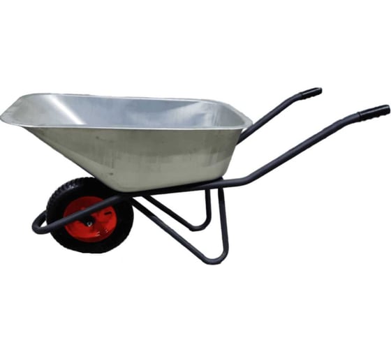 Изображение товара Тачка строительная одноколесная GEVA TRADE, черная, грузоподъемность 220 кг,110л, квадратная труба, кузов 5 болтов (Россия) TS1KK110GT