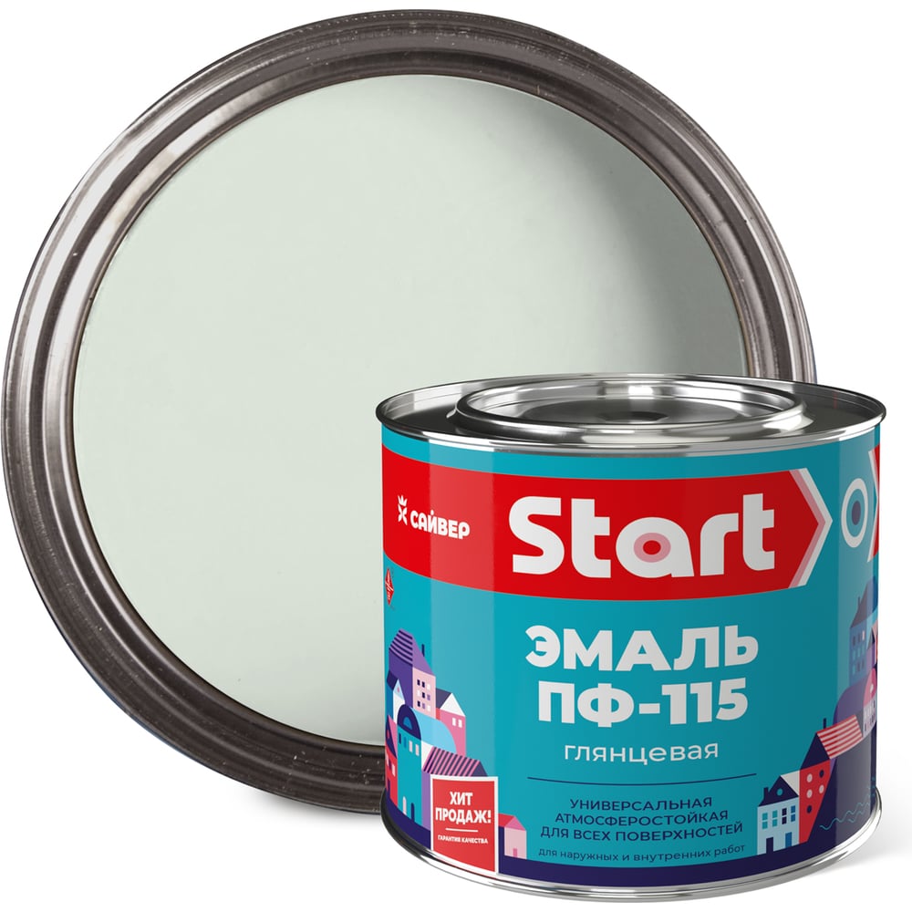Изображение товара Универсальная эмаль Сайвер ПФ-115 Старт белая 1,8 кг алкидная для стен и потолков