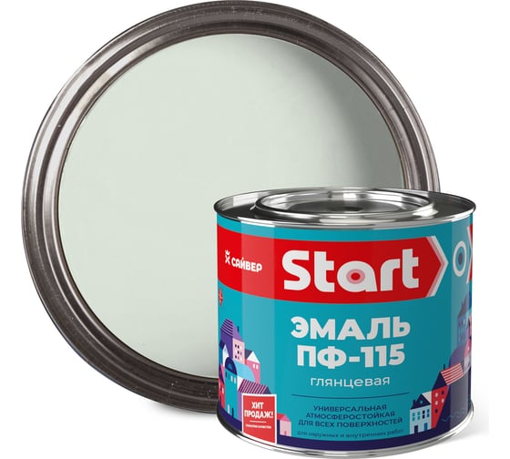 Изображение товара Универсальная эмаль Сайвер ПФ-115 Старт белая 1,8кг 4607074779236