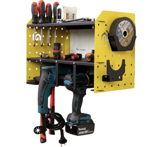 Изображение товара Стеллаж для инструмента WHEHOME 400x300x230 мм, MAX комплектация, цвет желтый, сборный WHdb20240017