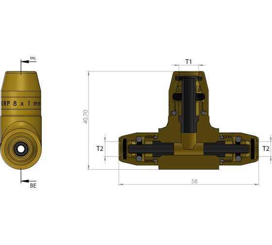 Изображение товара Фитинг переходной тройник 10x1/8x1/10x1 мм ORPASAN ORP 4256