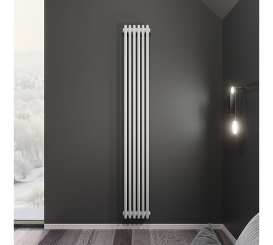 Изображение товара Радиатор Faberg Extra 2-х трубный, подключение - нижнее правое, секций - 6, высота - 1800, цвет - RAL9016 FB.700.2.1800.6.9016