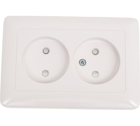 Изображение товара Двойная розетка Systeme Electric ХИТ, С/У, без заземления, со шторками, 16А, белый RS16-230-B