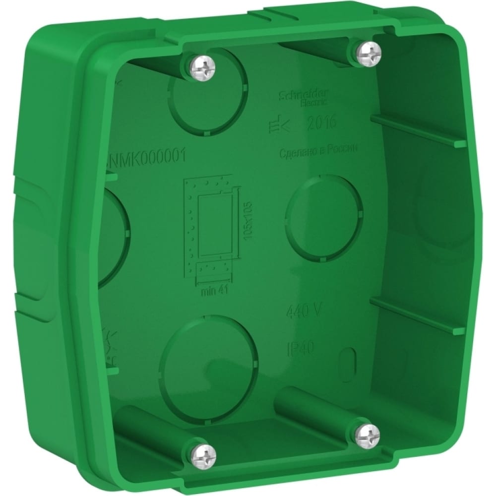фото Монтажная коробка для силовых розеток schneider electric blanca, с/у, зеленый blnmk000001
