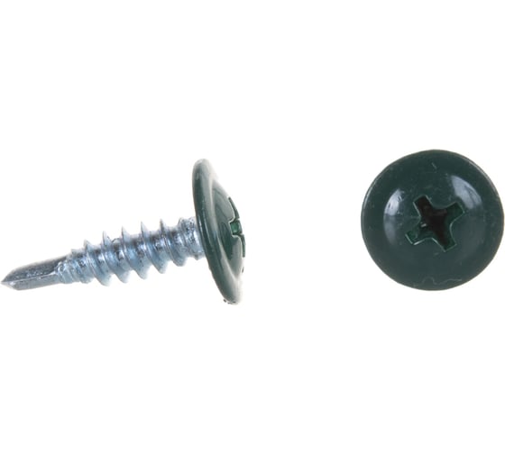 Изображение товара Саморезы Госкреп с пресс-шайбой, со сверлом, 4.2х16 мм, зеленые, RAL6005, 35 шт. 1-0017430