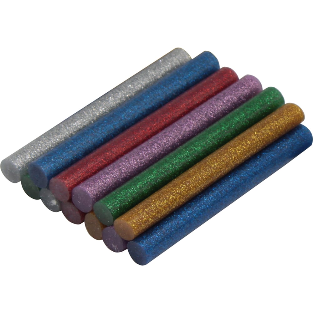 Изображение товара Стержни клеевые цветные блестящие 11.2x100 мм, 12 шт, 2 шт, - синий, зеленый, красный, золотой, Kubis 01-06-1115