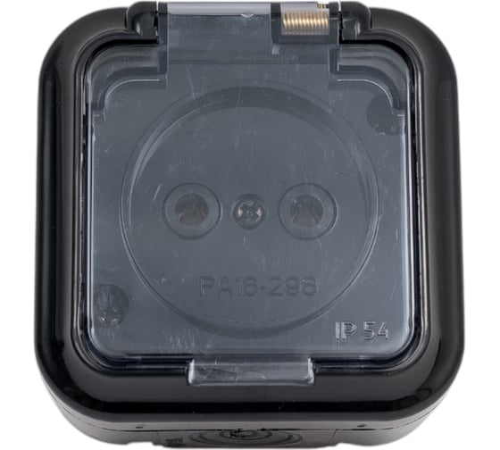 Изображение товара Розетка 1-местная BylectricaОУ P54 серия ПРАЛЕСКА АКВА, черный () РА16-296 черный