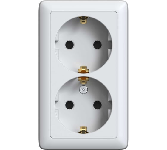 Изображение товара Двойная розетка Systeme Electric (Schneider Electric) с заземлением Хит, 16 А, 250 В, Белый RA16-238I-B