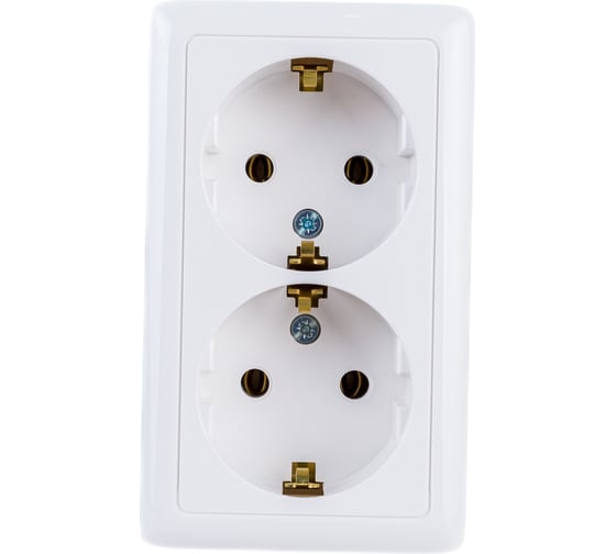 Изображение товара Двойная розетка Systeme Electric (Schneider Electric) с заземлением Хит, 16 А, 250 В, Белый RA16-238I-B