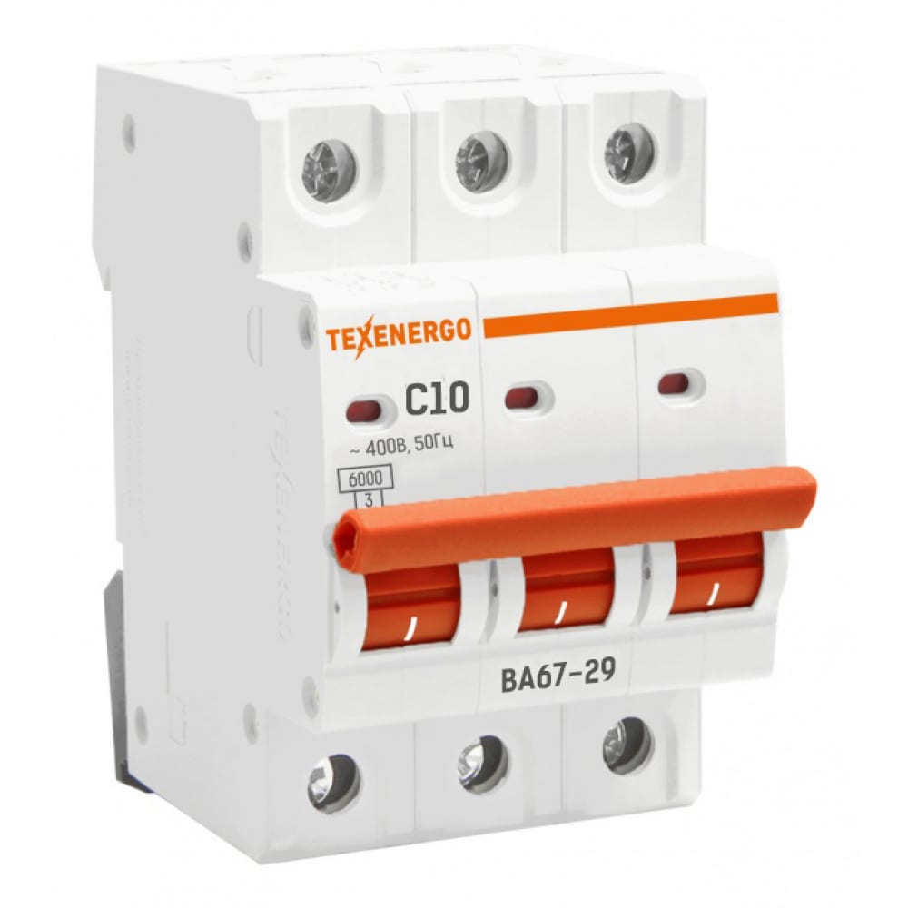 фото Автоматический выключатель texenergo ва 6729 3п 10а 6ка характеристика с tam34c10