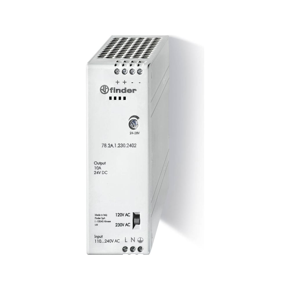 Изображение товара Импульсный источник питания Finder, вход 120...240в Ac/220в Dc; выход 24в Dc, 240вт; 782A12302402