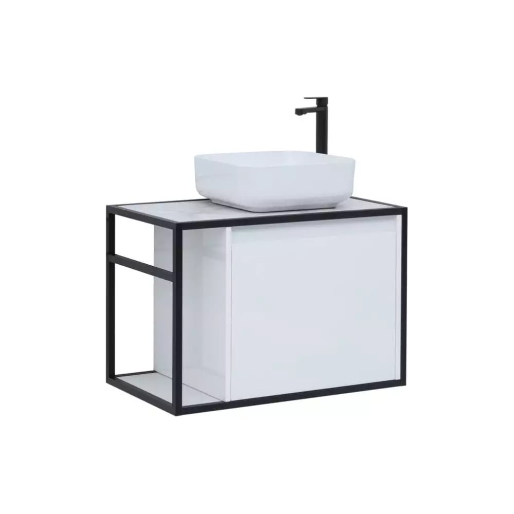 Изображение товара Тумба Aquanet Nova Lite LOFT 75 R с раковиной и системой хранения, белый глянец