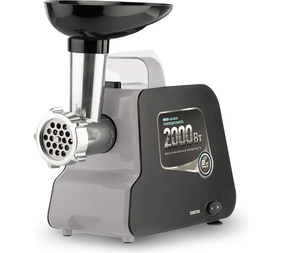 Изображение товара Мясорубка Centek CT-1603 черный 2000Вт, реверс, нож из литой стали, открытая ручка CT-1603 Black