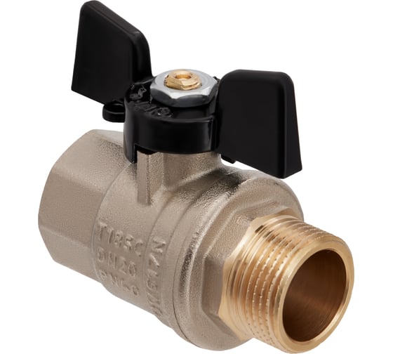 Изображение товара Кран шаровой латунный Hoobs НР/ВР 1/2'' бабочка чёрная, 4 шт/уп. 15142H