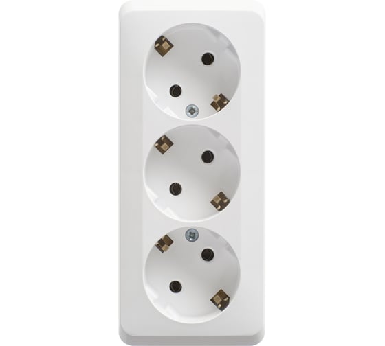 Изображение товара Тройная розетка Systeme Electric ЭТЮД, O/У, с заземлением, без шторок, 16А, 250B, белый PA16-011B