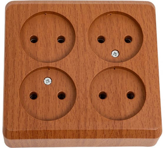 Изображение товара 4-местная розетка Systeme Electric ЭТЮД, O/У, без заземления, без шторок, 16А, 250B, бук PA16-205T