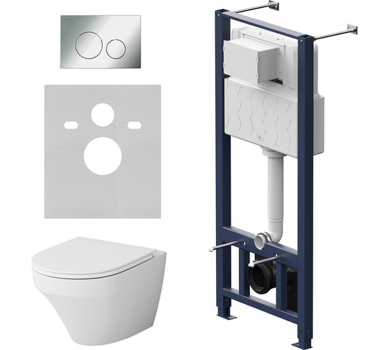 Изображение товара Комплект: Инсталляция с унитазом FlashClean, с сиденьем и клавишей AM.PM Inspire IS49051.501700