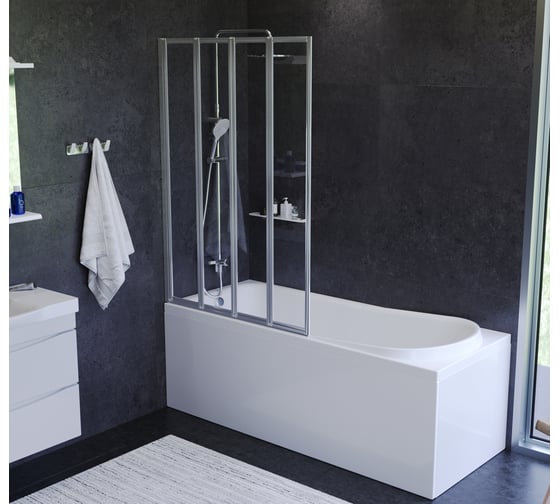 Изображение товара Шторка на борт ванны AM.PM Like 100х140, поворотно-складная W80BS-100-140CT